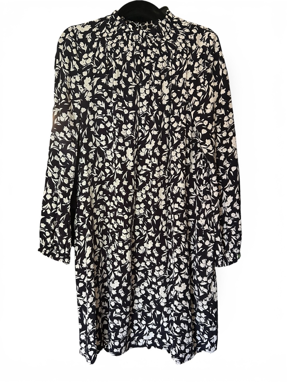 Comptoir des Cotonniers AGLAE Floral Smocked Dress Navy / Ivory FR 38 / US Small - Picture 3 of 9